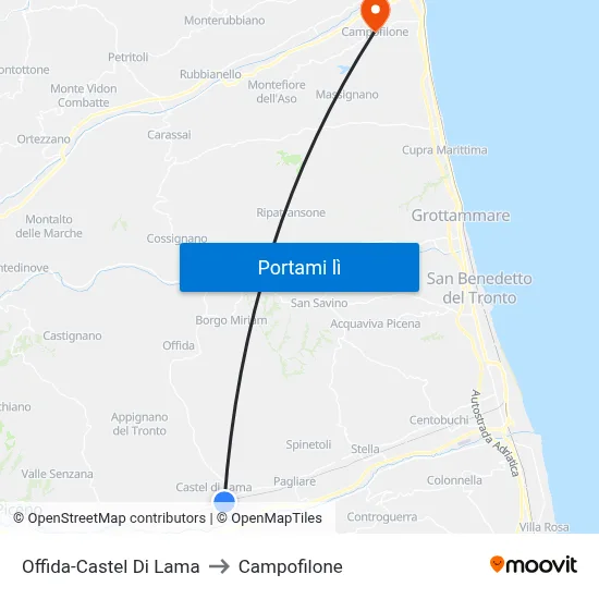 Offida-Castel Di Lama to Campofilone map