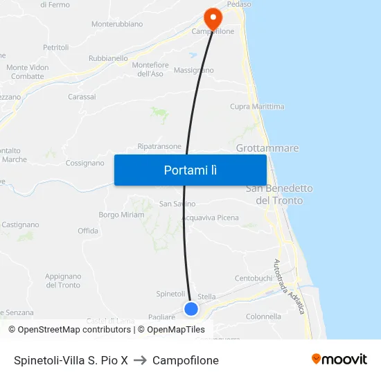 Spinetoli-Villa S. Pio X to Campofilone map