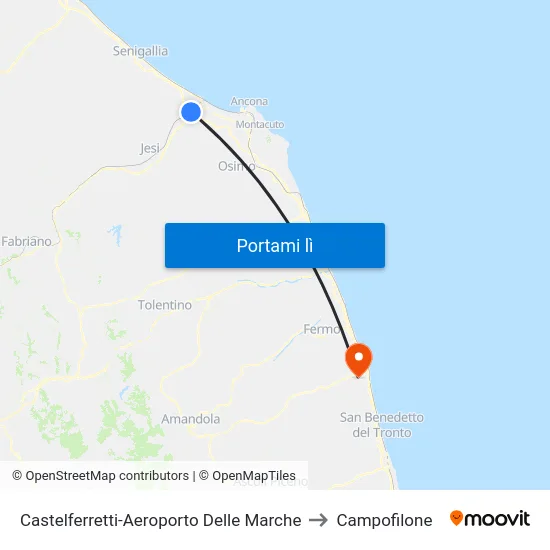 Castelferretti-Aeroporto Delle Marche to Campofilone map