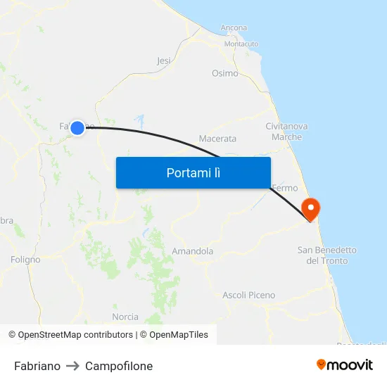 Fabriano to Campofilone map