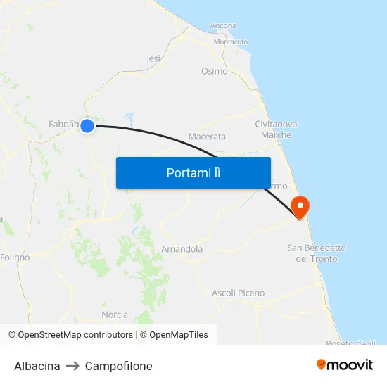 Albacina to Campofilone map