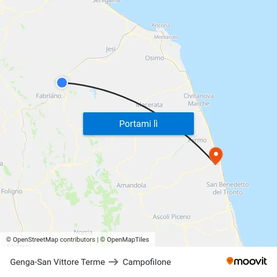 Genga-San Vittore Terme to Campofilone map