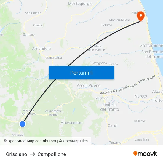 Grisciano to Campofilone map