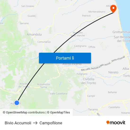 Bivio Accumoli to Campofilone map