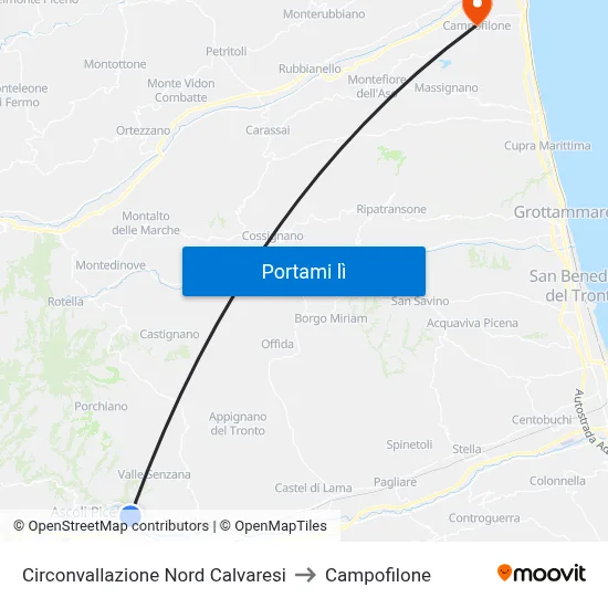 Circonvallazione Nord Calvaresi to Campofilone map
