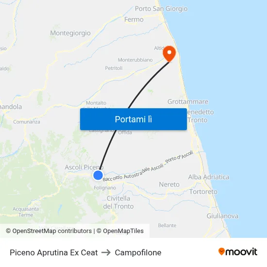 Piceno Aprutina Ex Ceat to Campofilone map