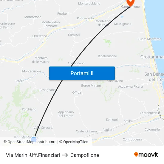 Via Marini-Uff.Finanziari to Campofilone map