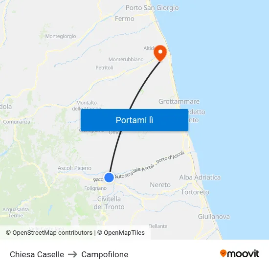 Chiesa Caselle to Campofilone map