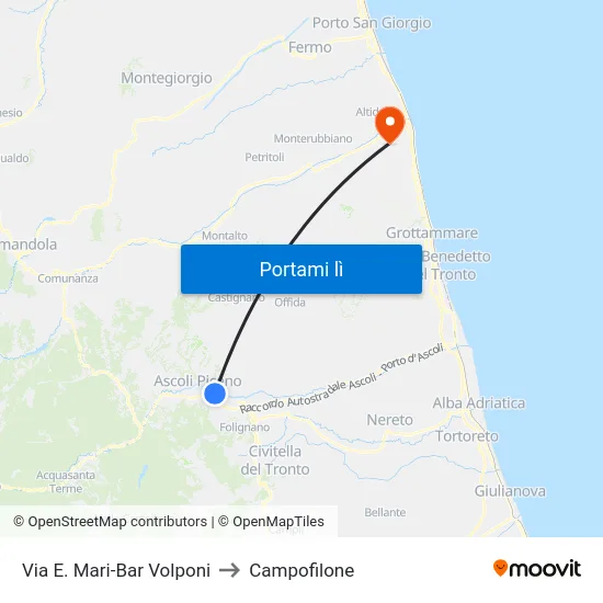 Via E. Mari-Bar Volponi to Campofilone map