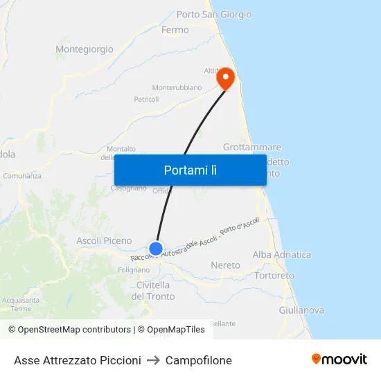 Asse Attrezzato Piccioni to Campofilone map