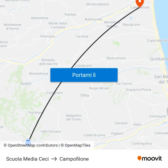 Scuola Media Ceci to Campofilone map