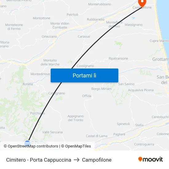 Cimitero - Porta Cappuccina to Campofilone map