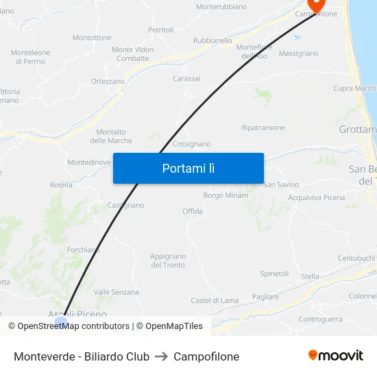 Monteverde - Biliardo Club to Campofilone map