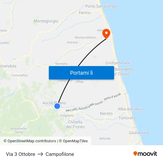 Via 3 Ottobre to Campofilone map