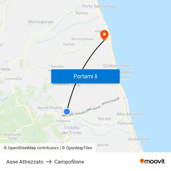 Asse Attrezzato to Campofilone map