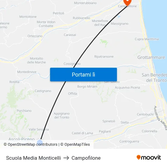 Scuola Media Monticelli to Campofilone map