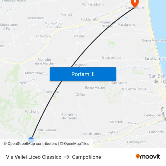Via  Vellei-Liceo Classico to Campofilone map