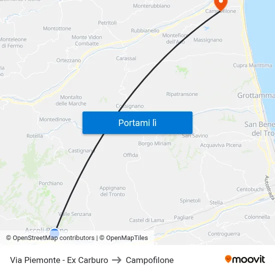Via Piemonte - Ex Carburo to Campofilone map