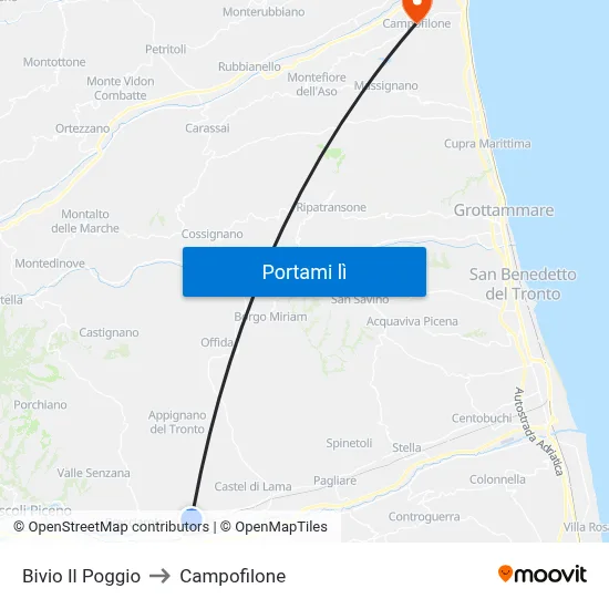 Bivio Il Poggio to Campofilone map