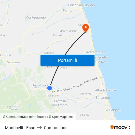 Monticelli - Esso to Campofilone map