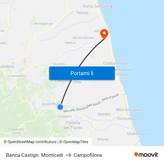 Banca Castign. Monticelli to Campofilone map