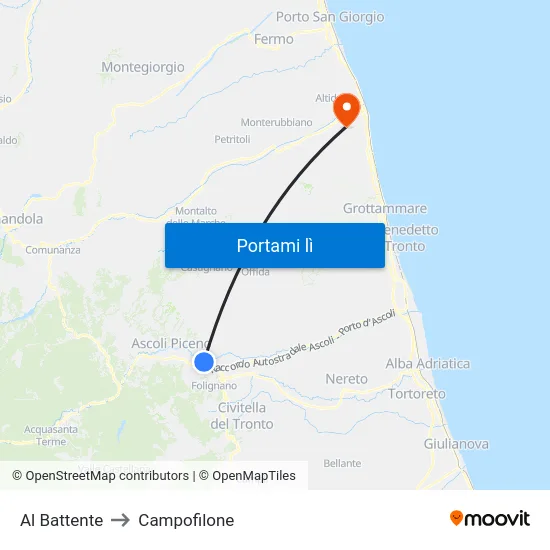 Al Battente to Campofilone map