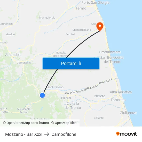 Mozzano - Bar Xxxl to Campofilone map