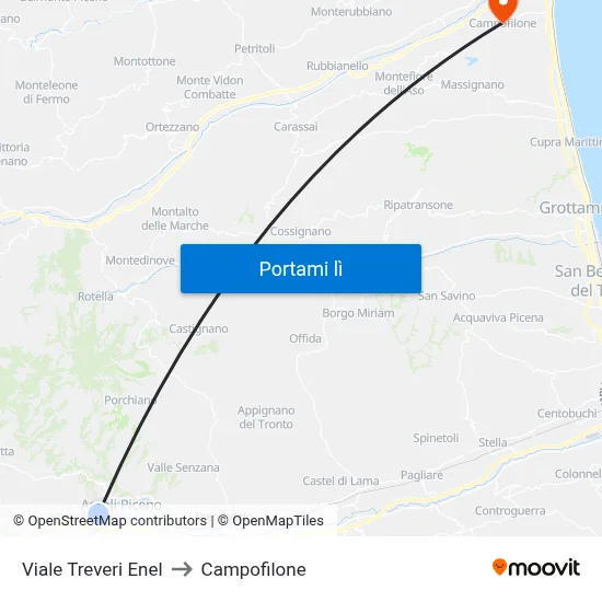 Viale Treveri Enel to Campofilone map