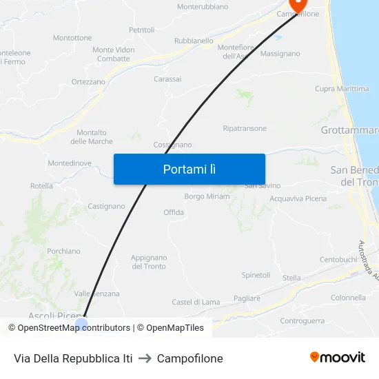 Via Della Repubblica Iti to Campofilone map