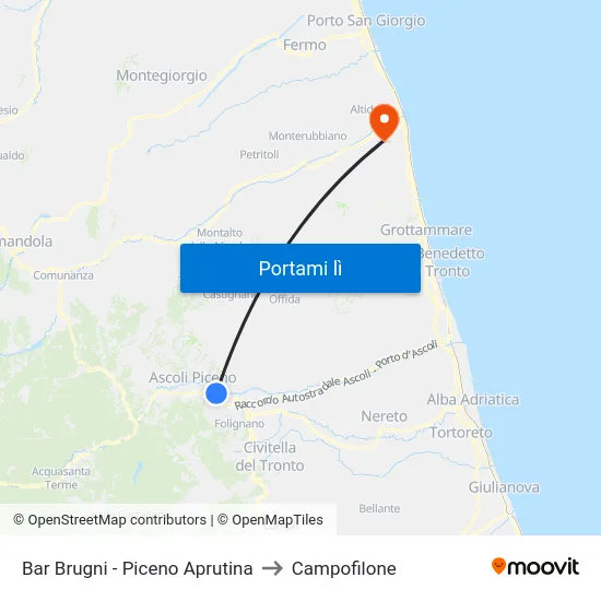 Bar Brugni - Piceno Aprutina to Campofilone map