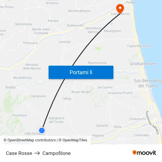Case Rosse to Campofilone map