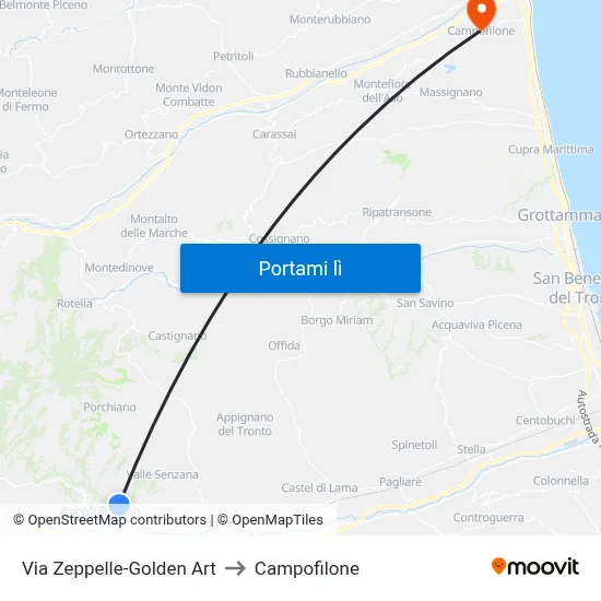 Via Zeppelle-Golden Art to Campofilone map