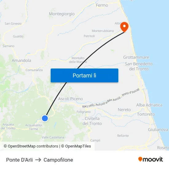Ponte D'Arli to Campofilone map