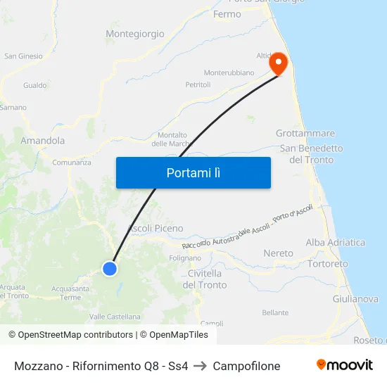 Mozzano - Rifornimento Q8 - Ss4 to Campofilone map