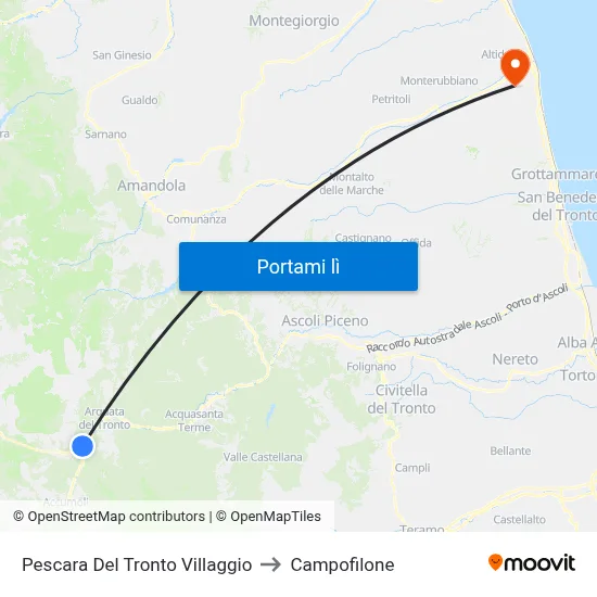 Pescara Del Tronto Villaggio to Campofilone map