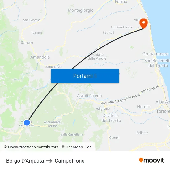 Borgo D'Arquata to Campofilone map
