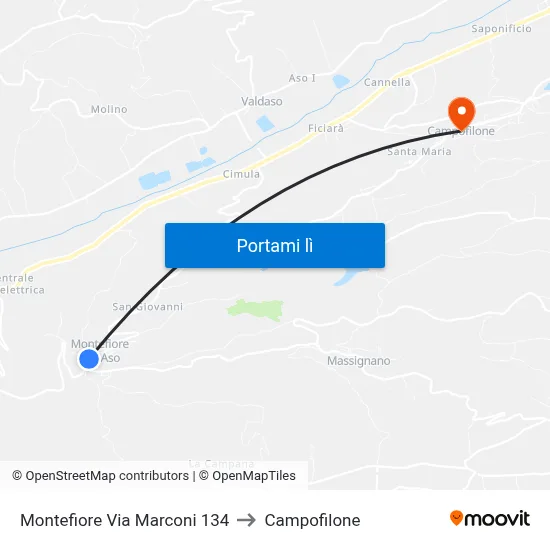 Montefiore Via Marconi 134 to Campofilone map