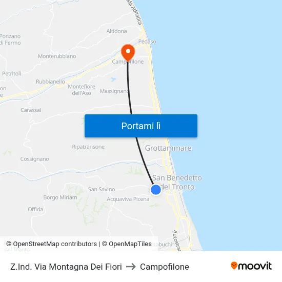 Z.Ind. Via Montagna Dei Fiori to Campofilone map