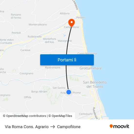 Via Roma Cons. Agrario to Campofilone map