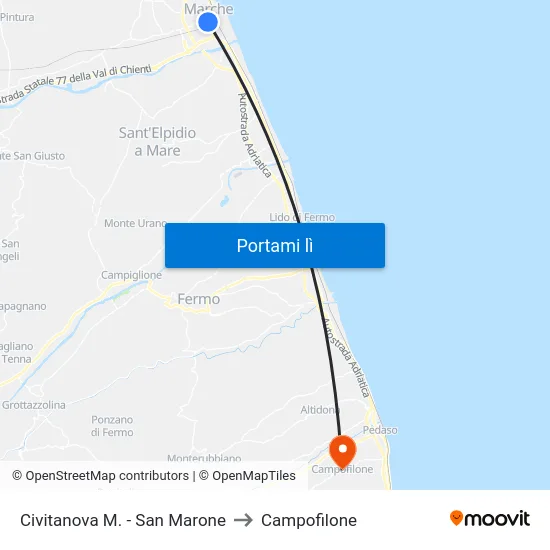 Civitanova M. - San Marone to Campofilone map
