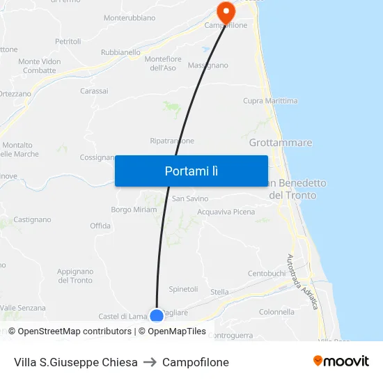 Villa S.Giuseppe Chiesa to Campofilone map