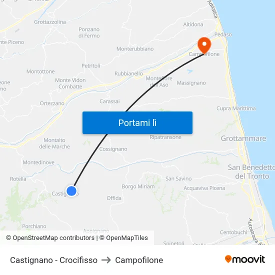 Castignano - Crocifisso to Campofilone map