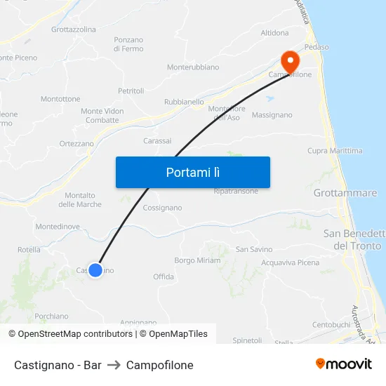 Castignano - Bar to Campofilone map