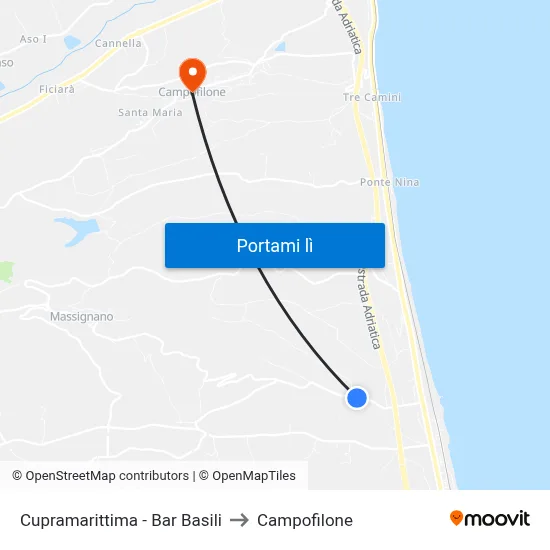 Cupramarittima - Bar Basili to Campofilone map