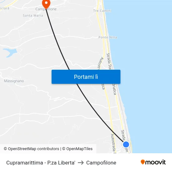 Cupramarittima - P.za Liberta' to Campofilone map