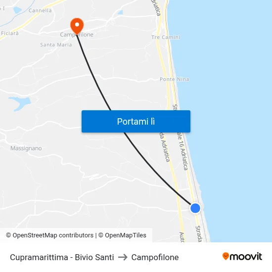 Cupramarittima - Bivio Santi to Campofilone map