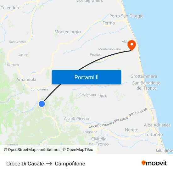 Croce Di Casale to Campofilone map