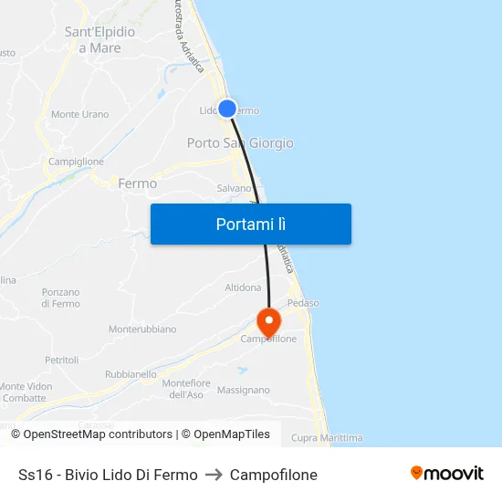 Ss16 - Bivio Lido Di Fermo to Campofilone map