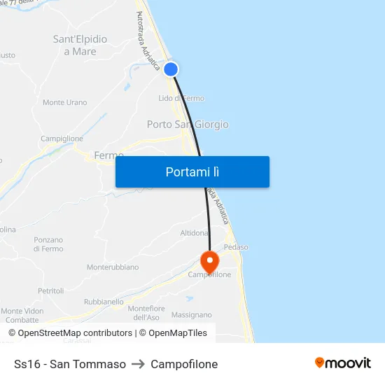 Ss16 - San Tommaso to Campofilone map