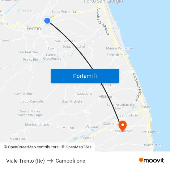 Viale Trento (Itc) to Campofilone map